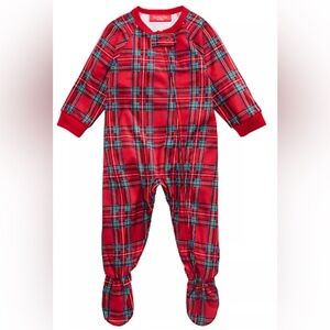 FAMILY PAJAMAS Baby Stewart Plaid Footed Pajama sz 12 Months Christmas Red PJs
